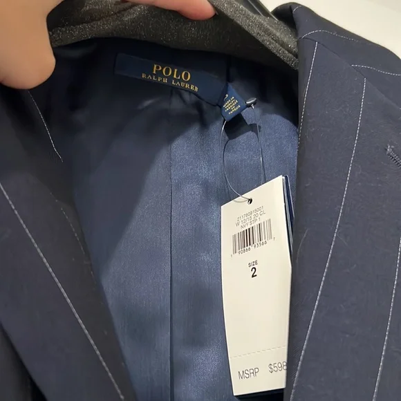 Nwt polo Ralph Lauren navy wool pinstripe blazer size 2 - Picture 4 of 7